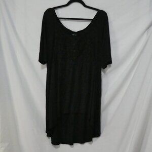 TORRID | size 2 | Elegant Black High-Low Dress | Lace and Button Front Detail